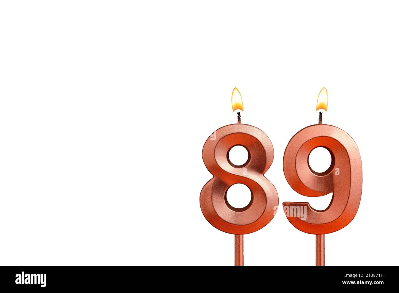 Birthday candle number 89 on white background Stock Photo
