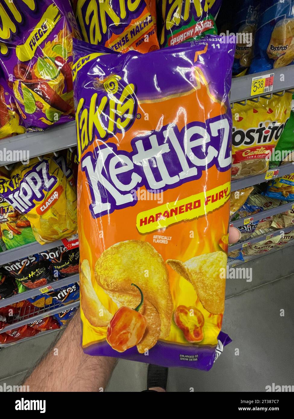 Grovetown, Ga USA 08 06 23 Walmart grocery store Takis Kettles chips