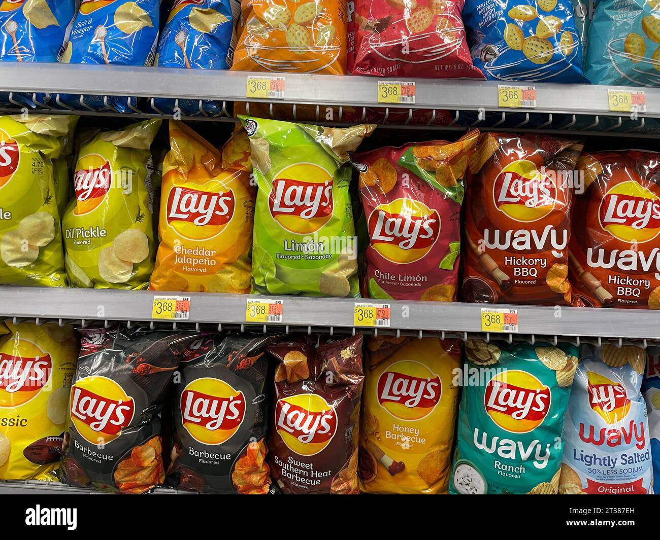 Grovetown, Ga USA 08 06 23 Walmart grocery store Lays chips variety