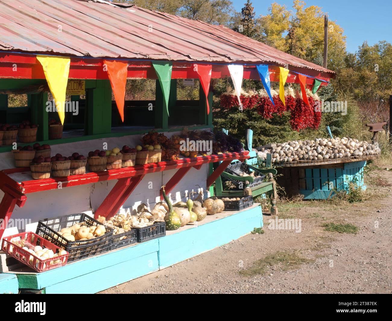 Autumn roadside market in New Mexico Stock Photo