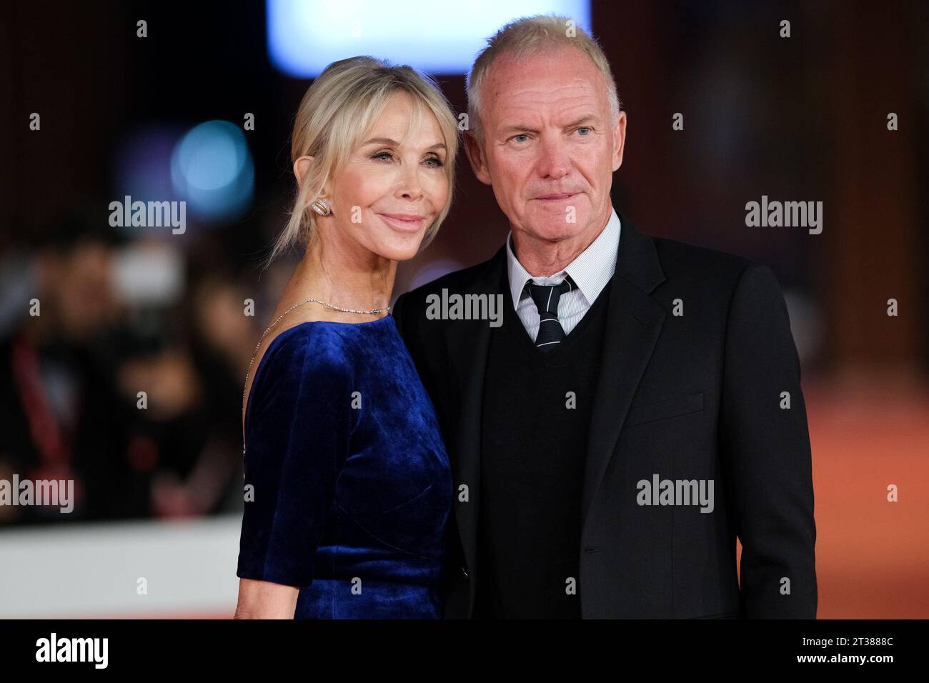 Rome, Italy. 23rd Oct, 2023. Trudie Styler and Sting attend the red carpet for “Posso entrare? An ode to Naples” during the 18th Rome Film Festival at Auditorium Parco Della Musica in Rome. Credit: SOPA Images Limited/Alamy Live News Stock Photo