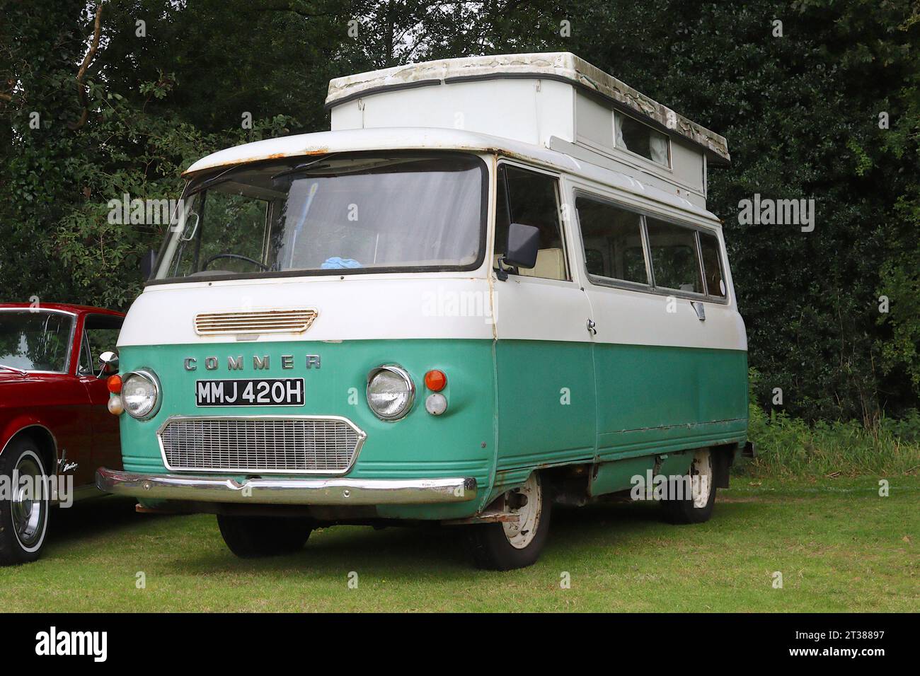 Vintage Rootes Group Commer FC van with an Autosleeper camper conversion dating from 1969 displayed at a classic vehicle show August 2023. Stock Photo
