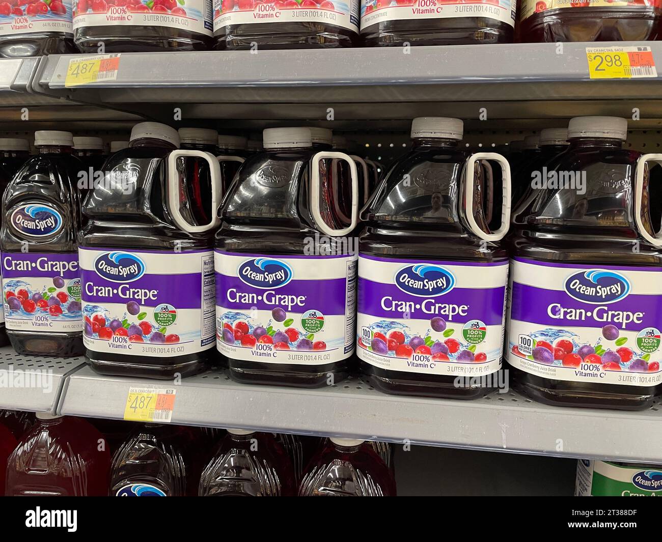 Grovetown, Ga USA - 08 06 23: Walmart grocery store Ocean Spray cran grape large drink Stock Photo