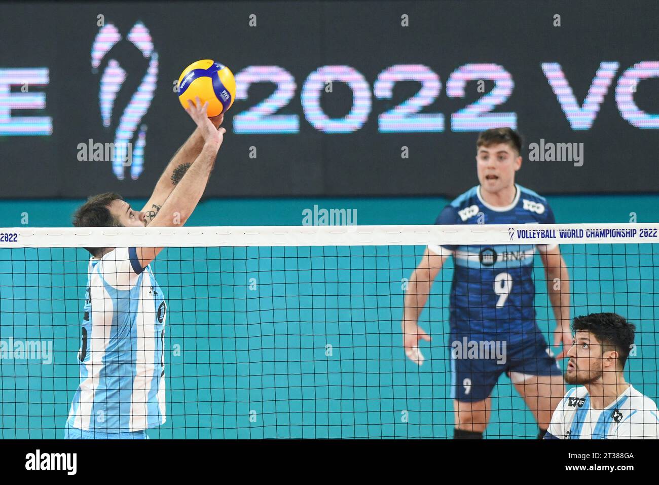 Luciano De Cecco, Santiago Danani, Joaquin Gallego (Argentina). Volleyball World Championship 2022. Stock Photo