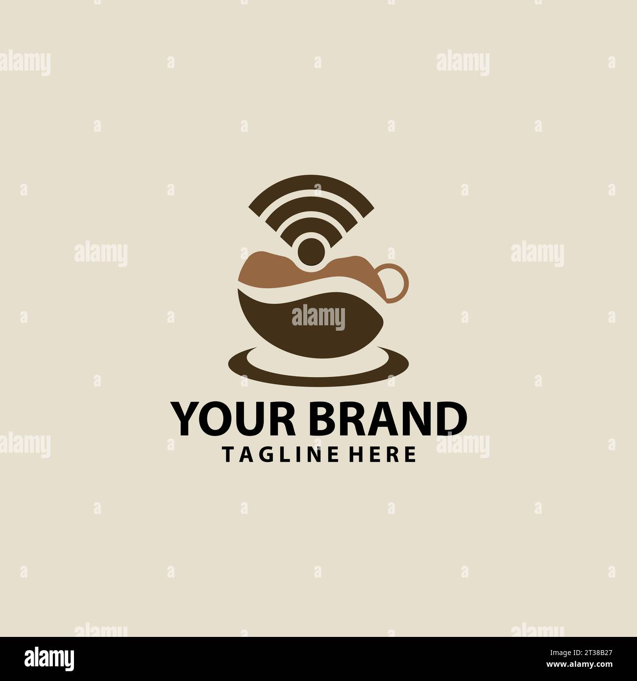 cup coffee wifi logo desain vector Stock Vector