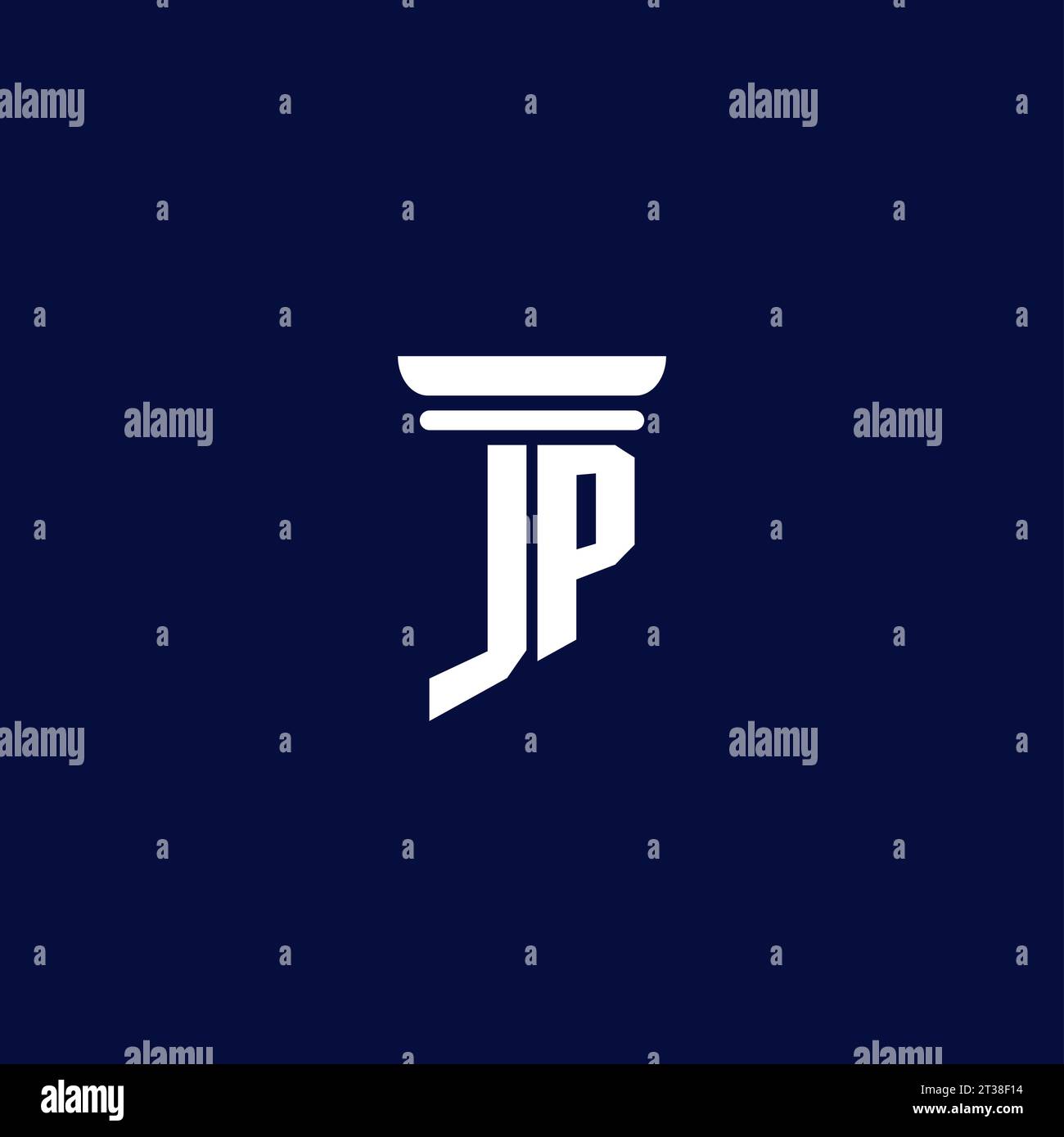 JP initial monogram logo design for law firm company Stock Vector