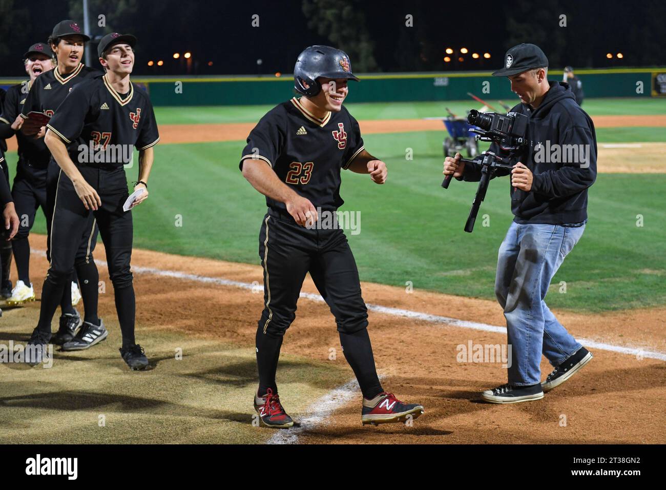 JSerra Lions shortstop Trent Caraway (23) after the CIF Southern Section Division 1 Baseball Finals on Friday, May. 19, 2023 in Long Beach, Calif. The Stock Photo