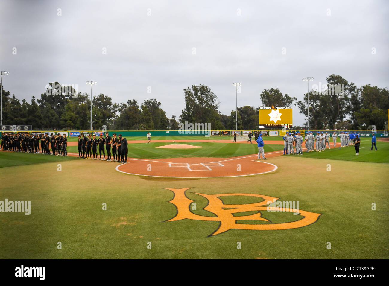 The JSerra Lions and Santa Margarita Eagles line up before the CIF Southern Section Division 1 Baseball Finals on Friday, May. 19, 2023 in Long Beach, Stock Photo