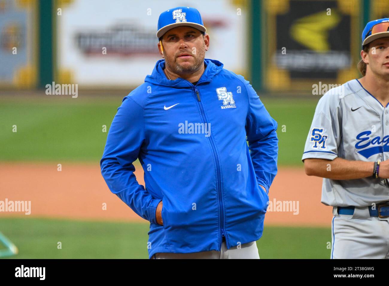 Santa Margarita Eagles head coach Chris Malec during the CIF Southern Section Division 1 Baseball Finals on Friday, May. 19, 2023 in Long Beach, Calif Stock Photo