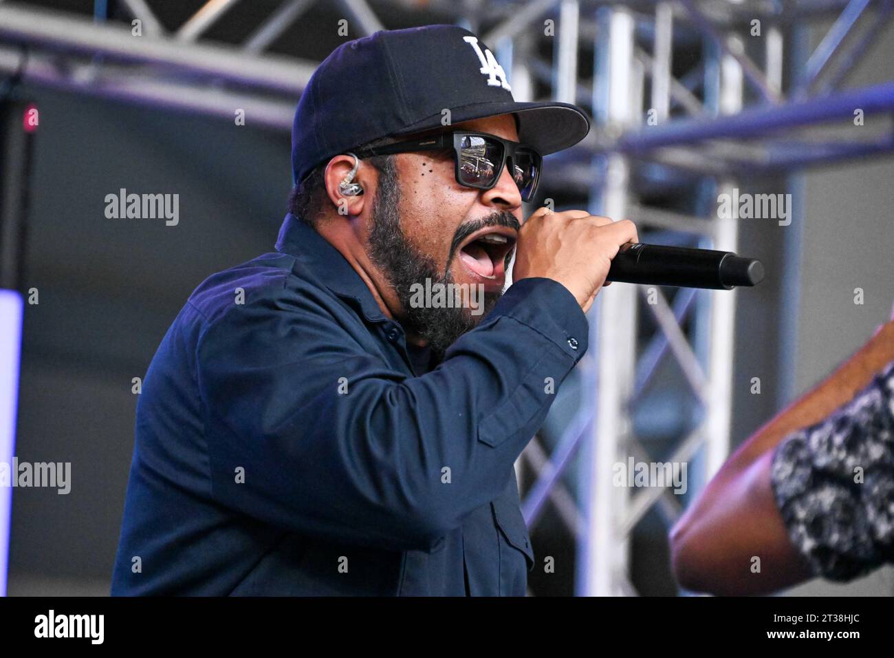 Ice Cube performs at halftime of an NFL football game between the Los