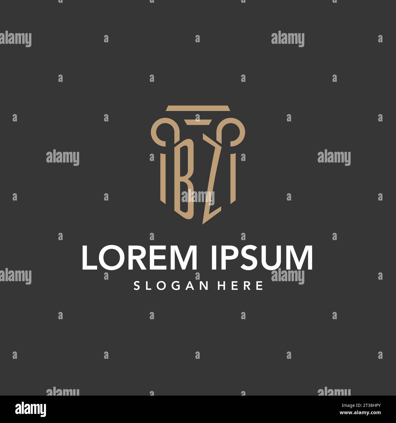 BZ logo monogram with pillar style design vector Stock Vector