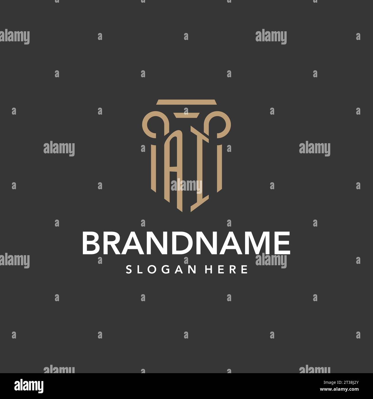 AI logo monogram with pillar style design vector Stock Vector Image ...