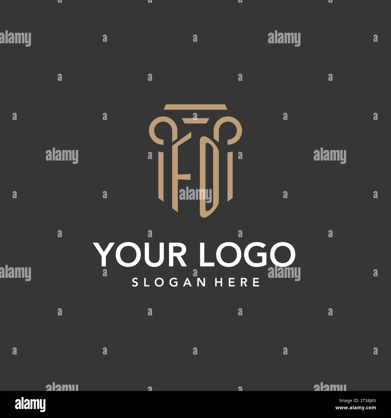 FO logo monogram with pillar style design vector Stock Vector