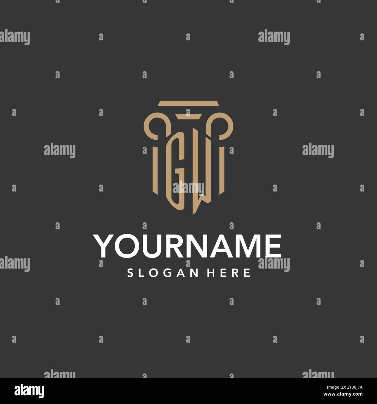 GW logo monogram with pillar style design vector Stock Vector
