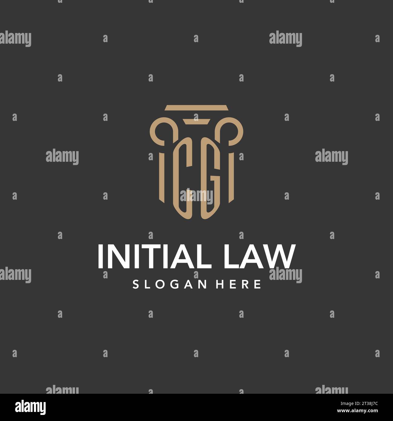 CG logo monogram with pillar style design vector Stock Vector