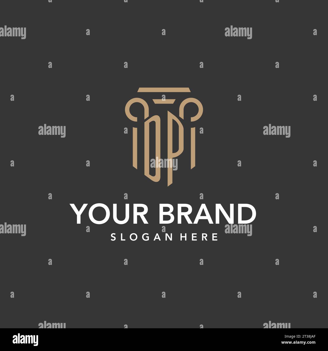DP logo monogram with pillar style design vector Stock Vector