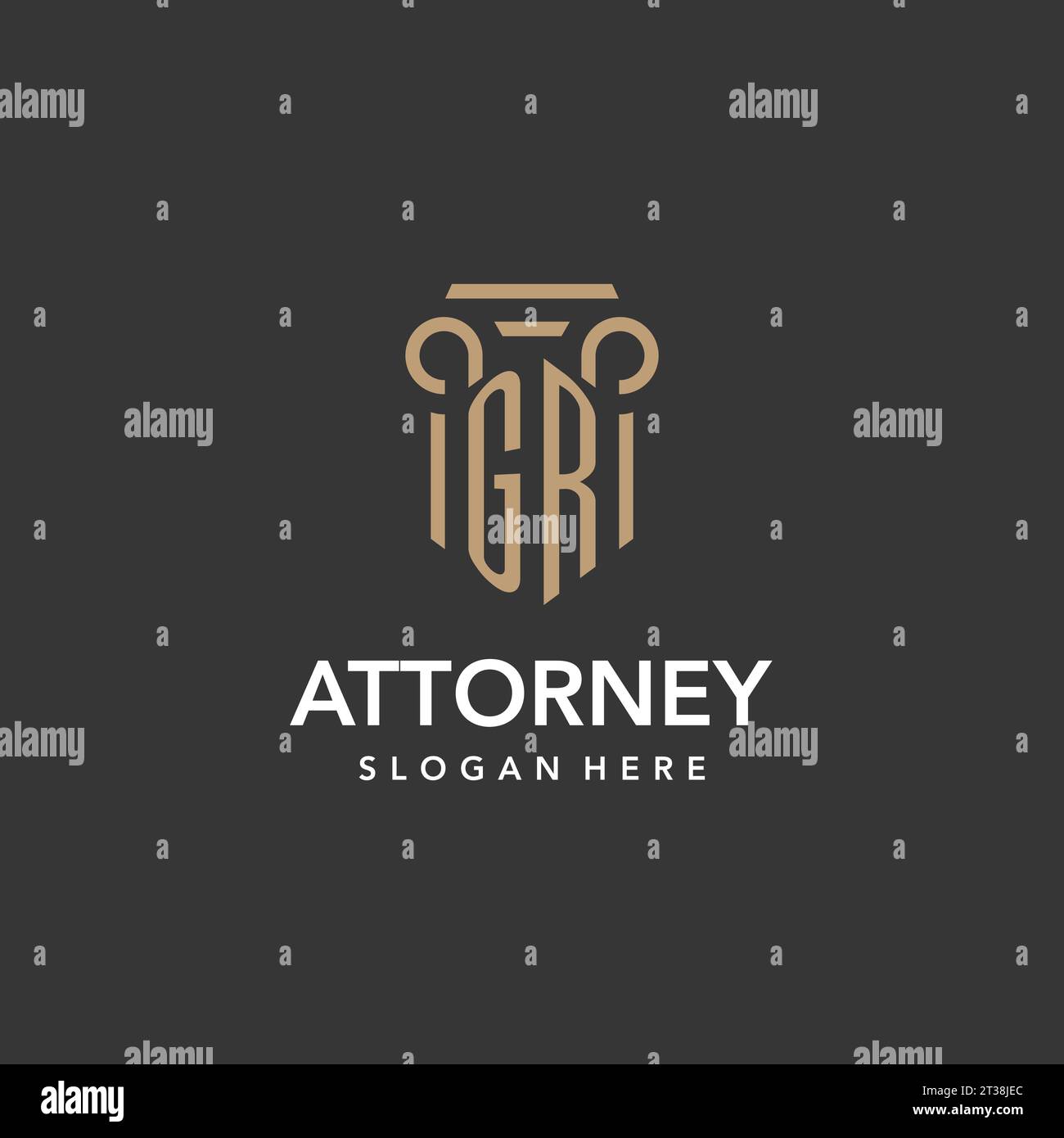 GR logo monogram with pillar style design vector Stock Vector