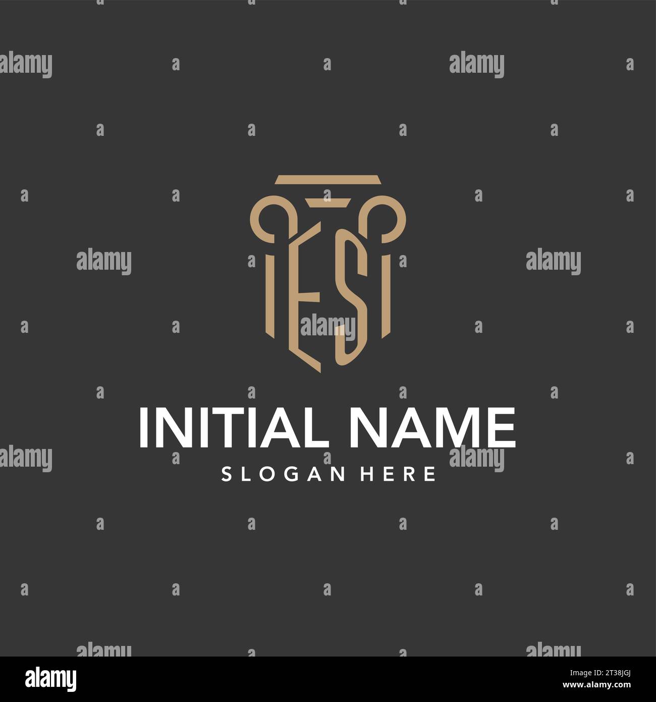ES logo monogram with pillar style design vector Stock Vector