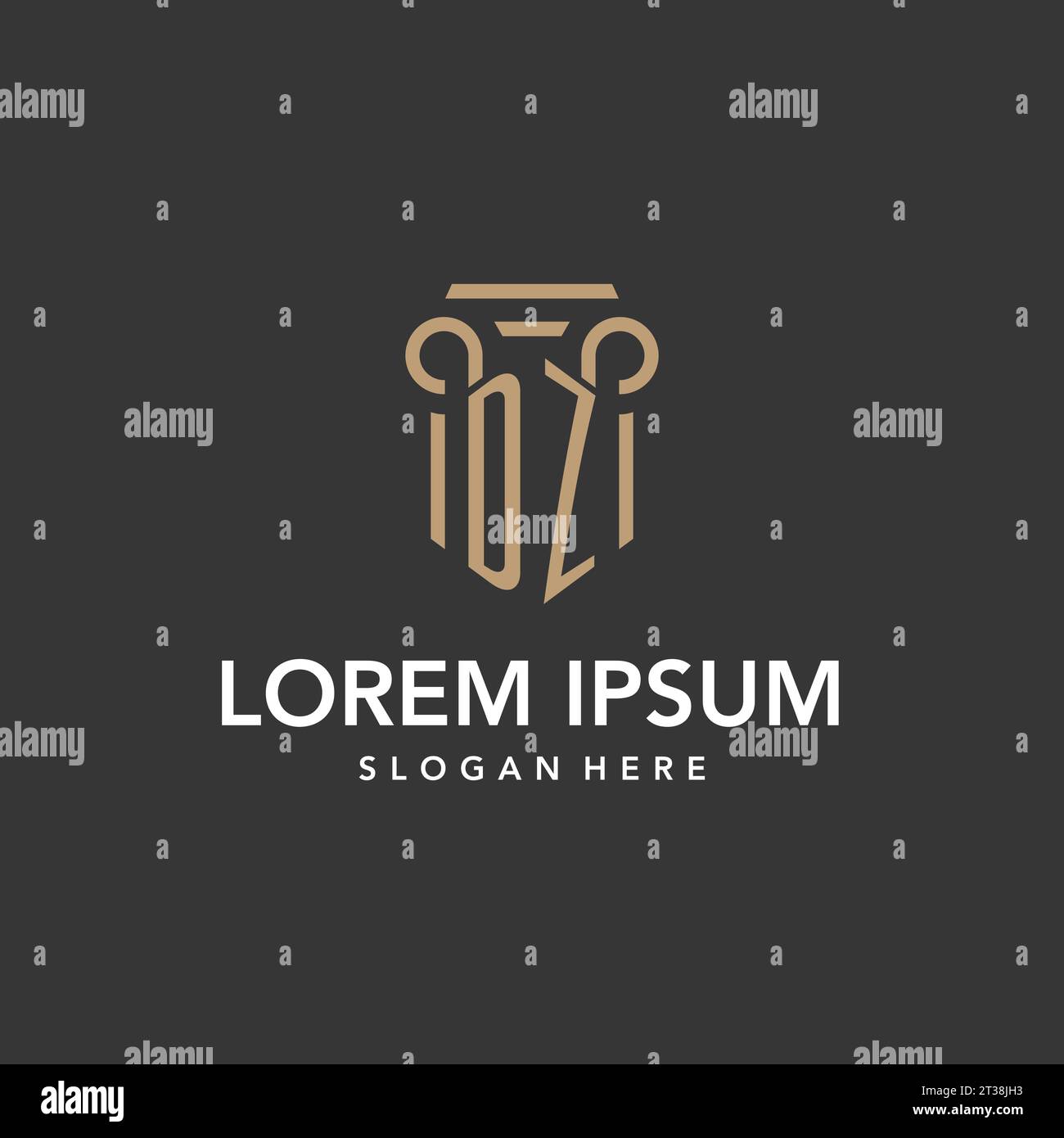 DZ logo monogram with pillar style design vector Stock Vector