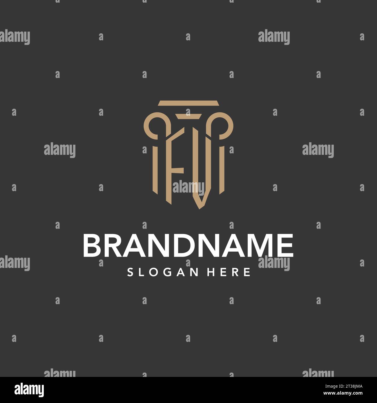 FV logo monogram with pillar style design vector Stock Vector Image ...