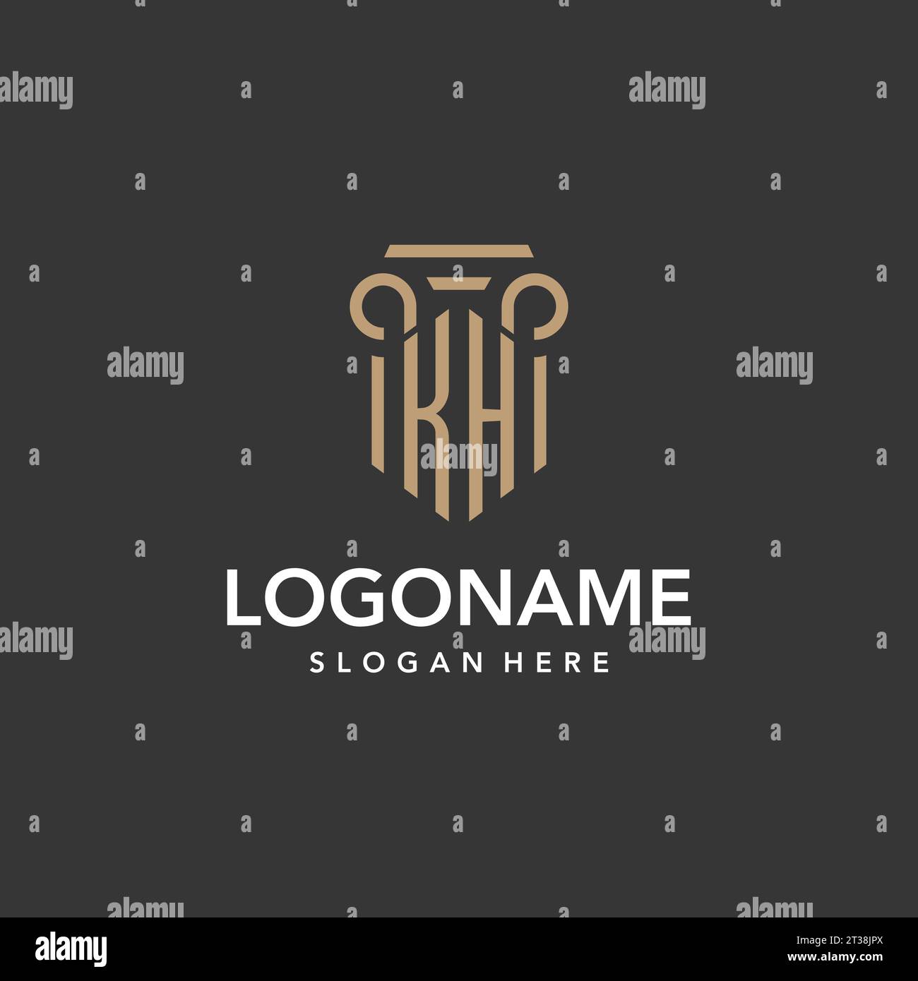 KH logo monogram with pillar style design vector Stock Vector