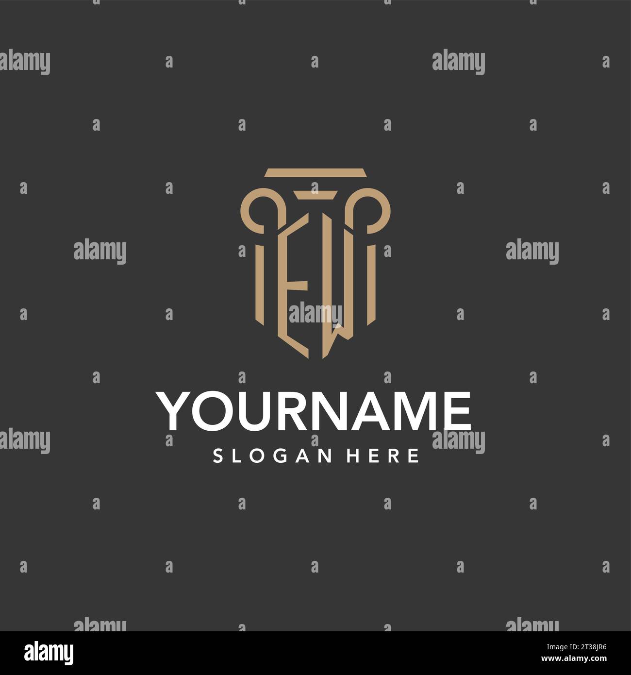 EW logo monogram with pillar style design vector Stock Vector