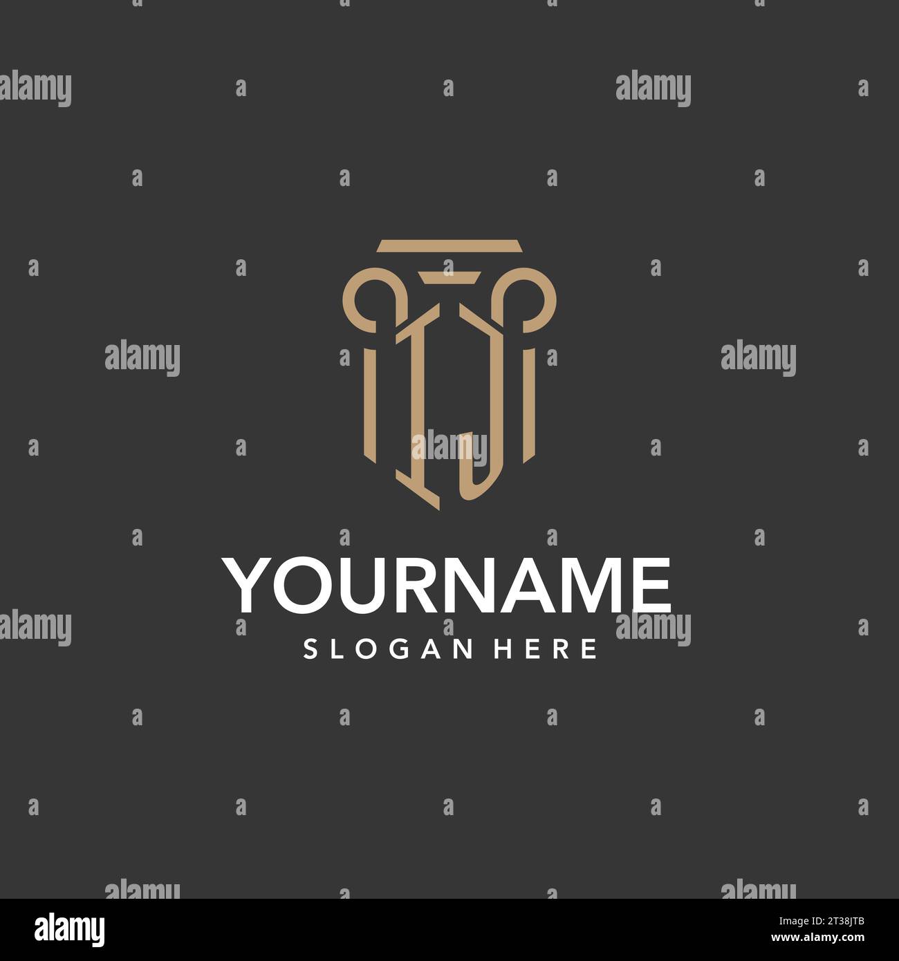 IJ logo monogram with pillar style design vector Stock Vector