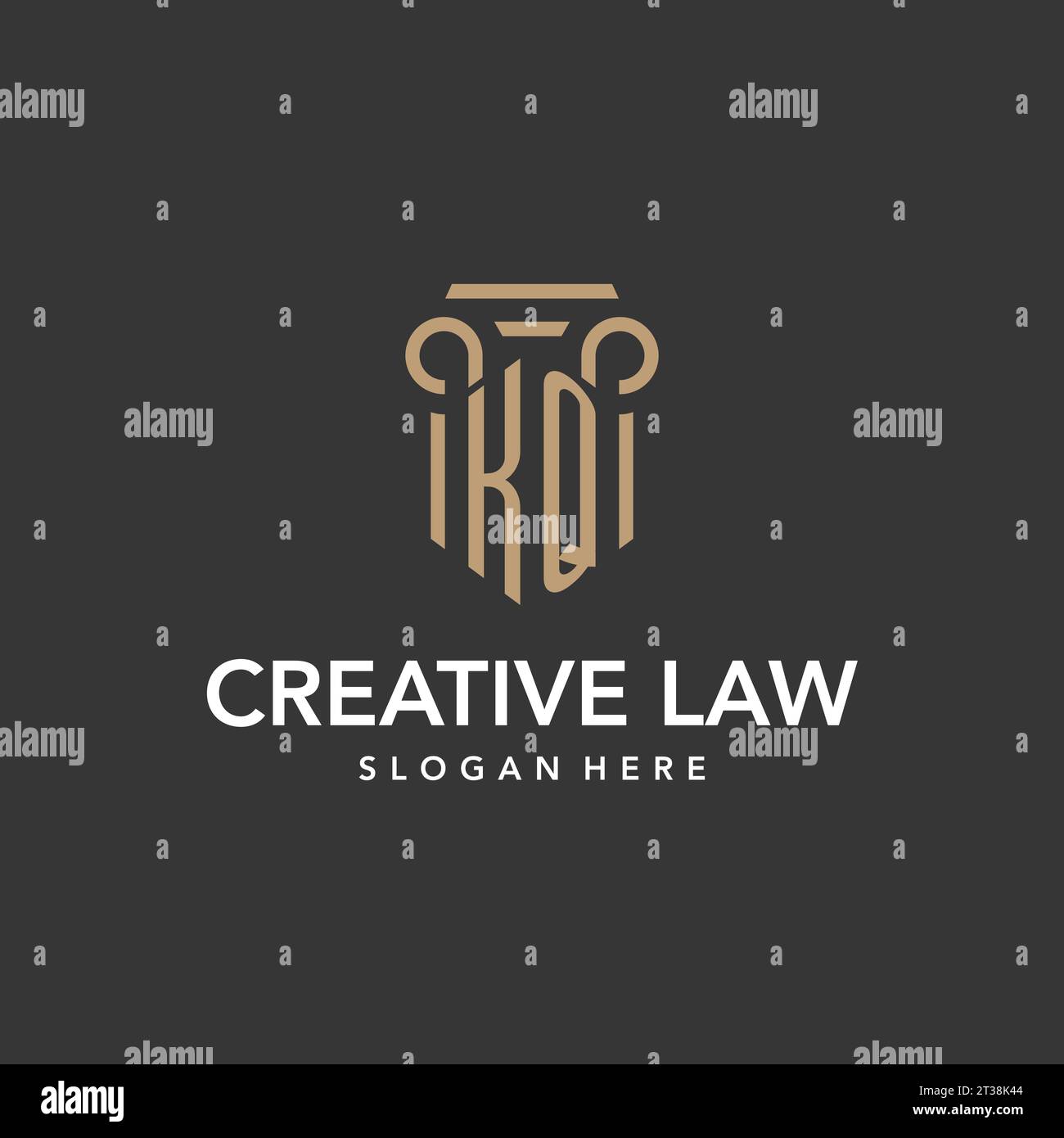 KQ logo monogram with pillar style design vector Stock Vector