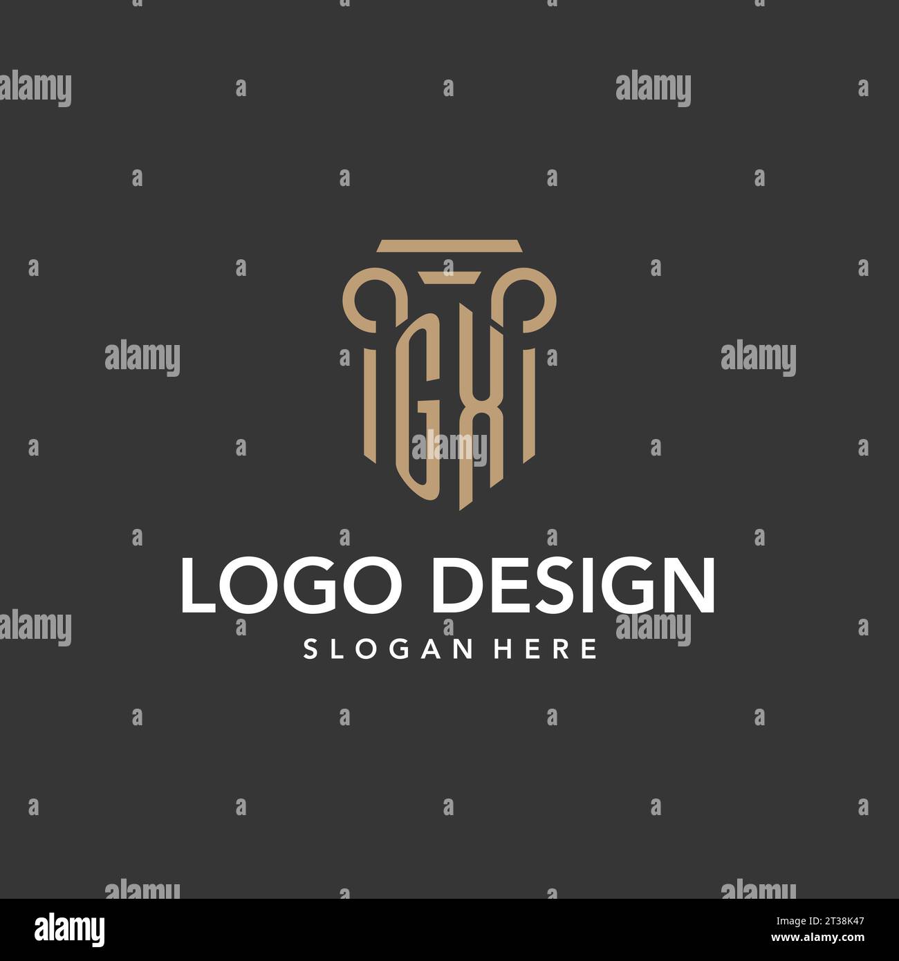 GX logo monogram with pillar style design vector Stock Vector