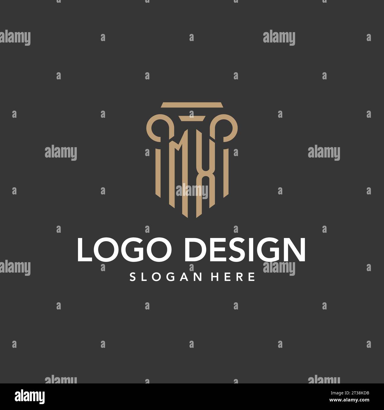 MX logo monogram with pillar style design vector Stock Vector