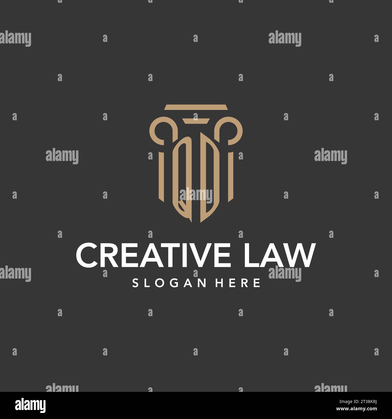 QD logo monogram with pillar style design vector Stock Vector