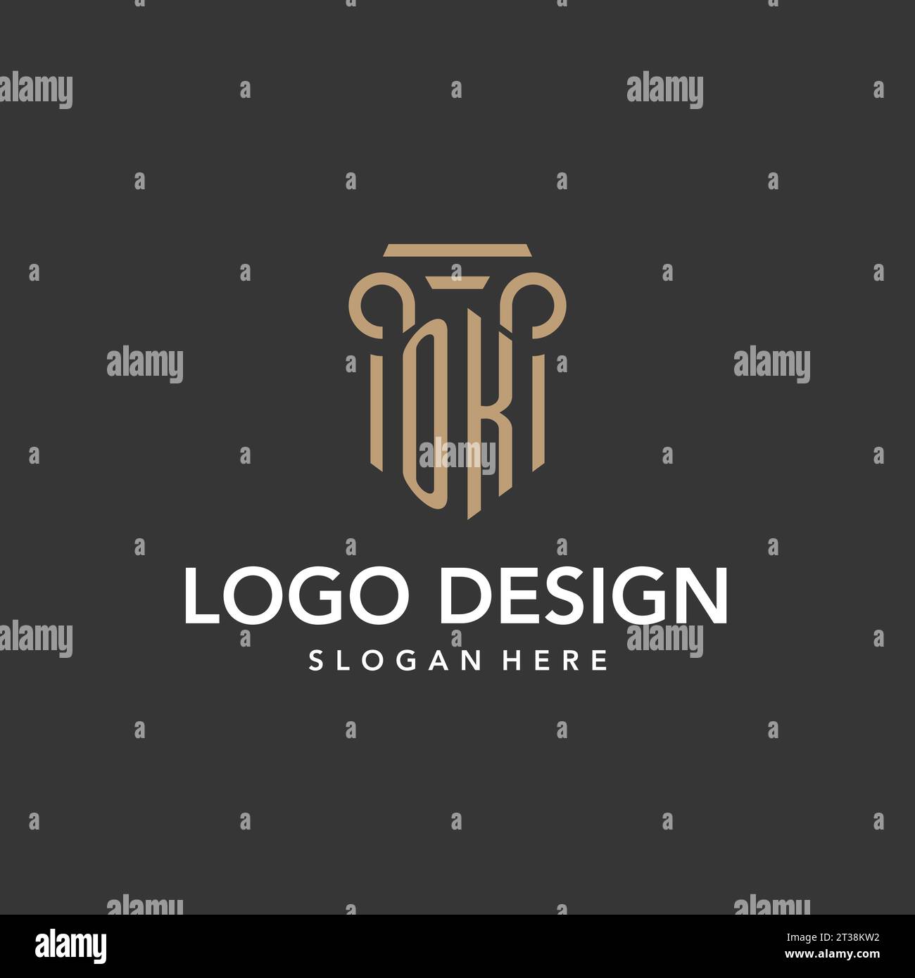 Ok logo monogram with pillar style design vector stock vector image