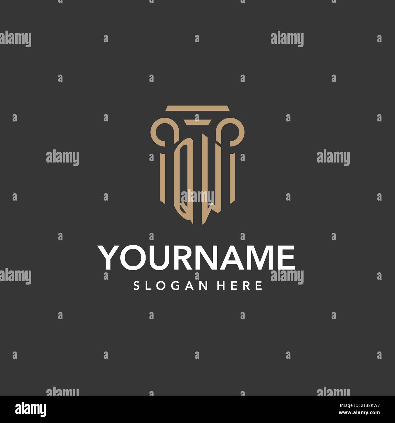 QW logo monogram with pillar style design vector Stock Vector