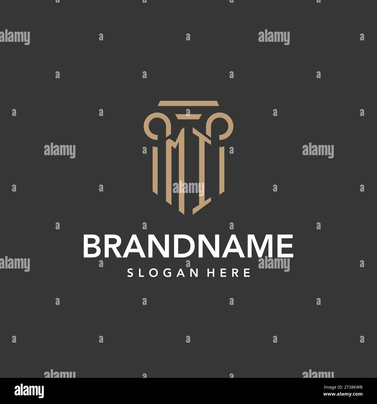 MI logo monogram with pillar style design vector Stock Vector