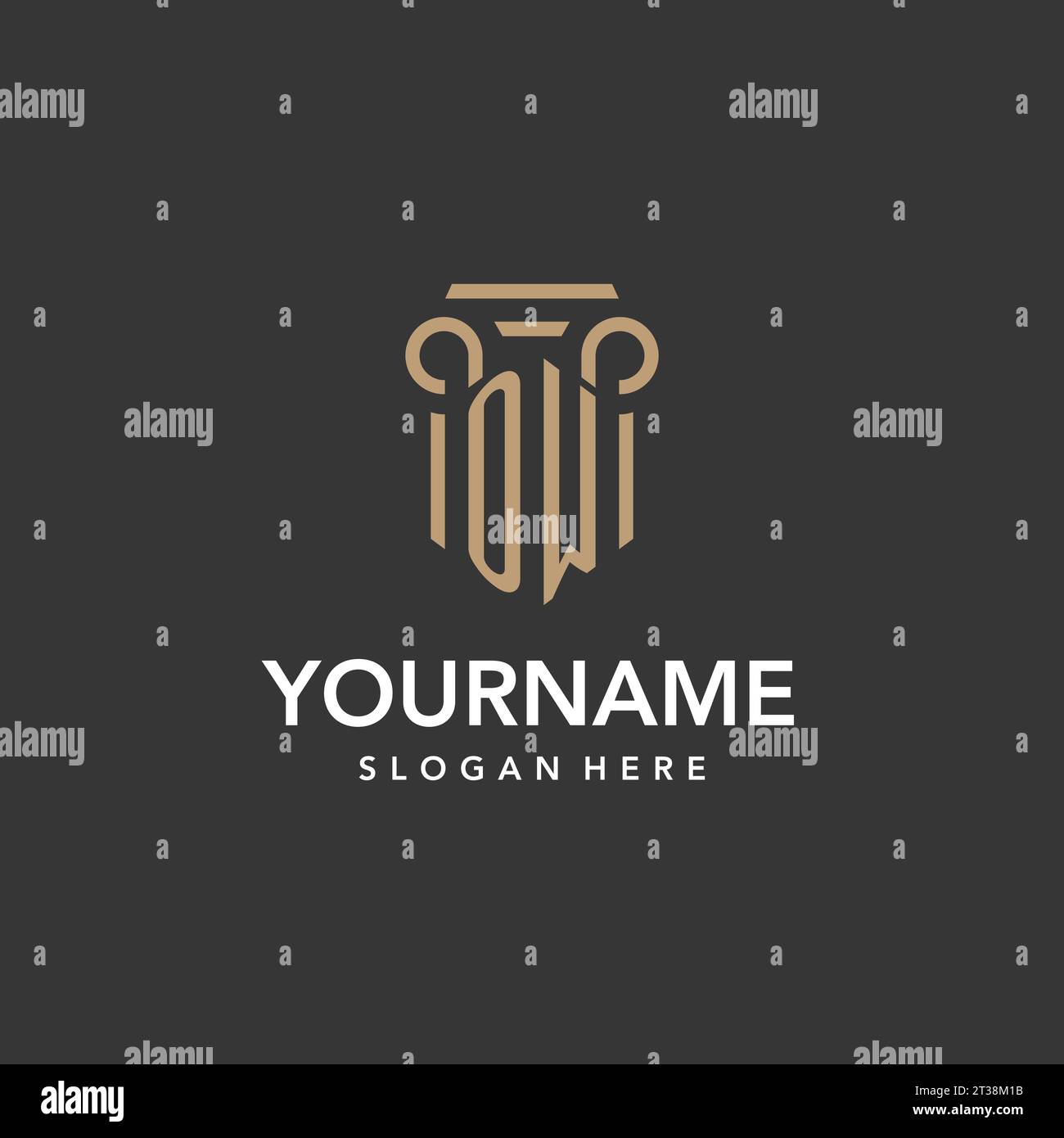 OW logo monogram with pillar style design vector Stock Vector Image ...