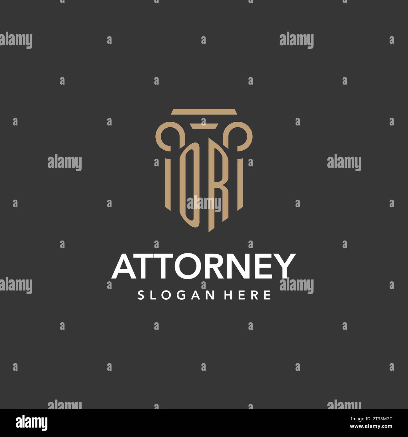 OR logo monogram with pillar style design vector Stock Vector Image ...
