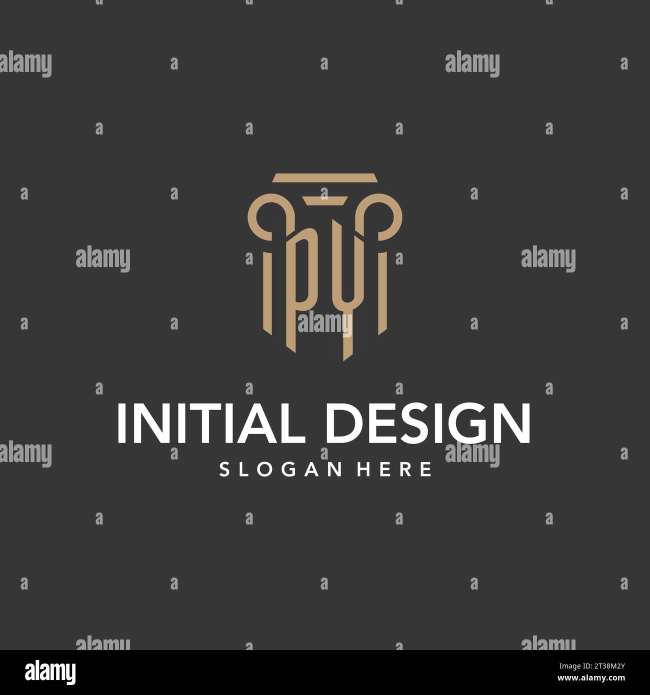PY logo monogram with pillar style design vector Stock Vector
