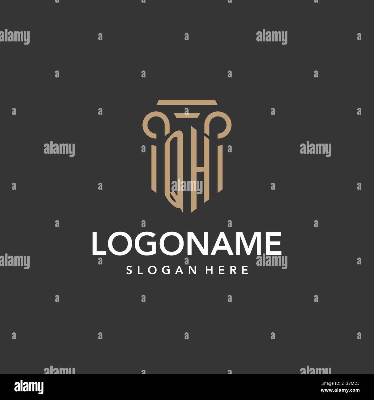 QH logo monogram with pillar style design vector Stock Vector