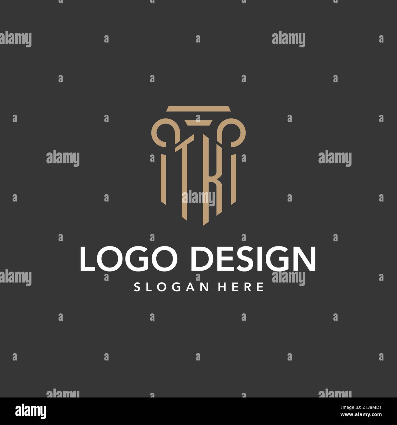 TK logo monogram with pillar style design vector Stock Vector