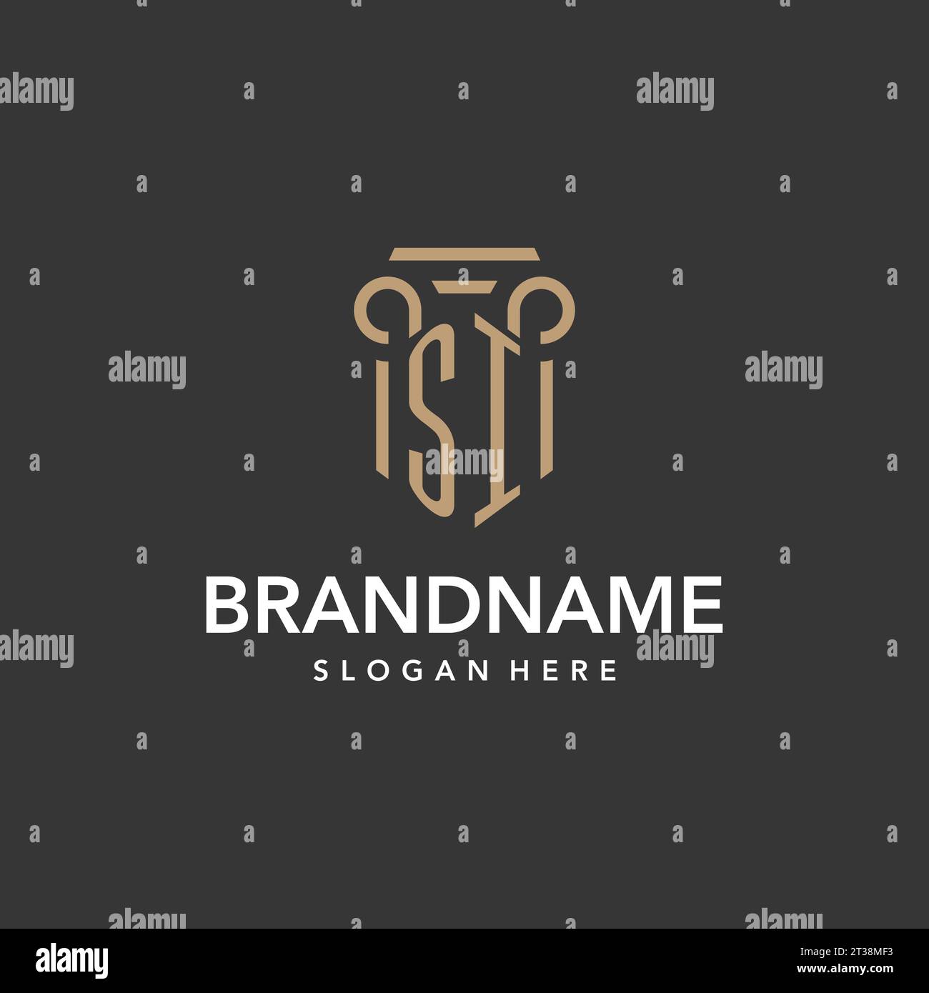 SI logo monogram with pillar style design vector Stock Vector Image ...