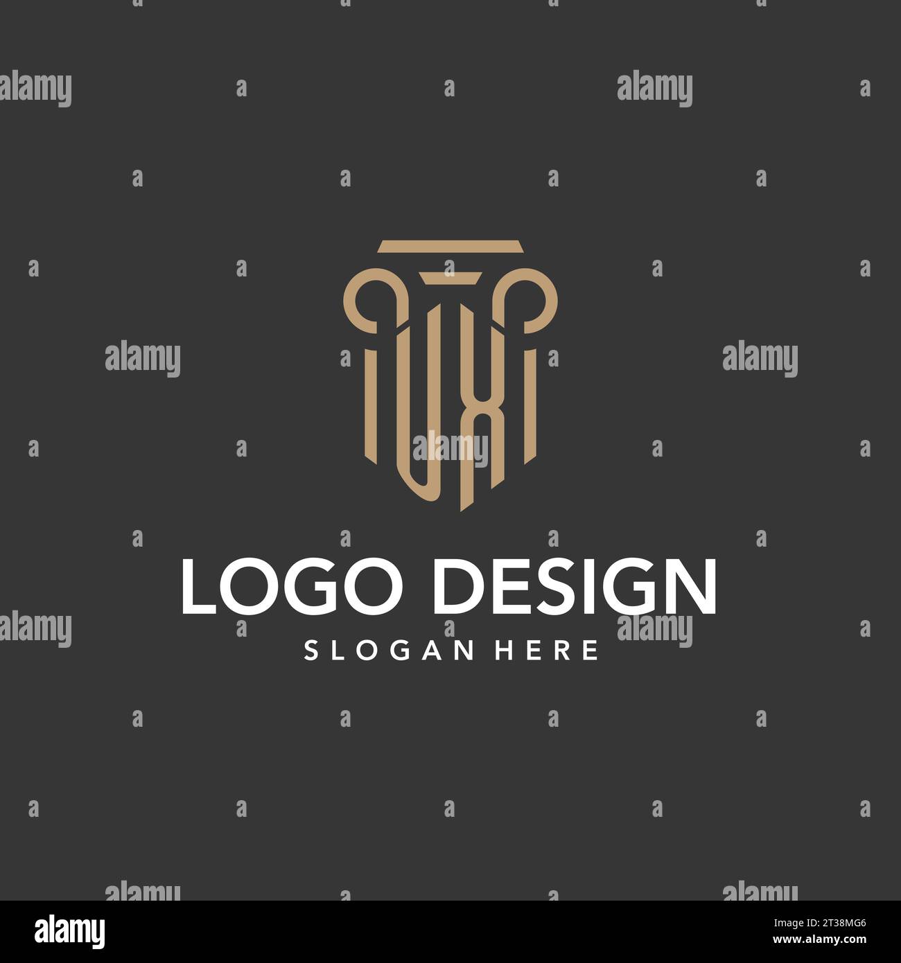 UX logo monogram with pillar style design vector Stock Vector Image ...