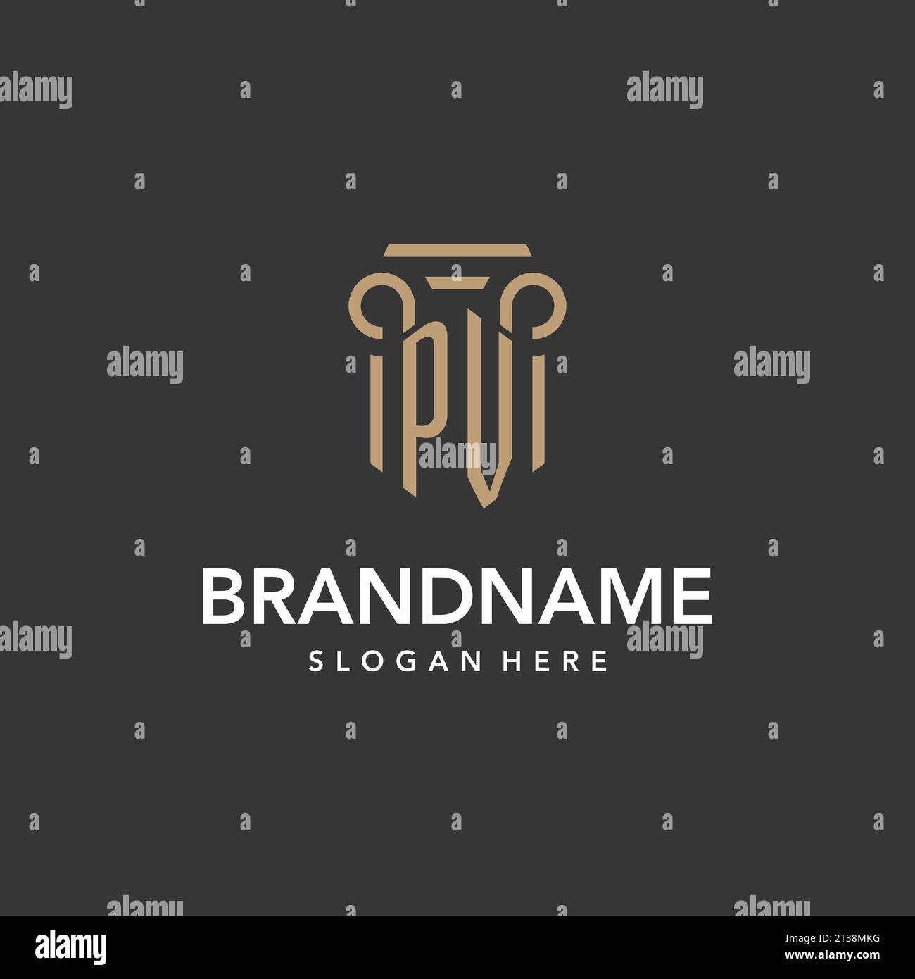 PV logo monogram with pillar style design vector Stock Vector