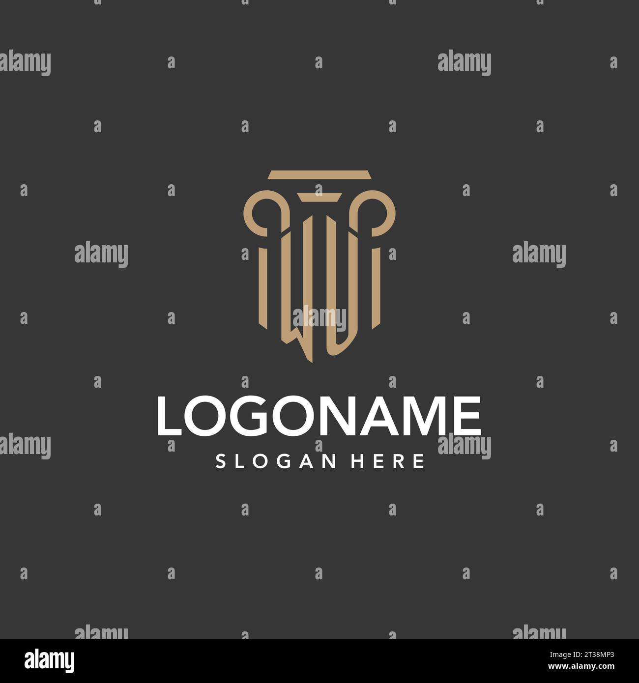 WU logo monogram with pillar style design vector Stock Vector Image ...