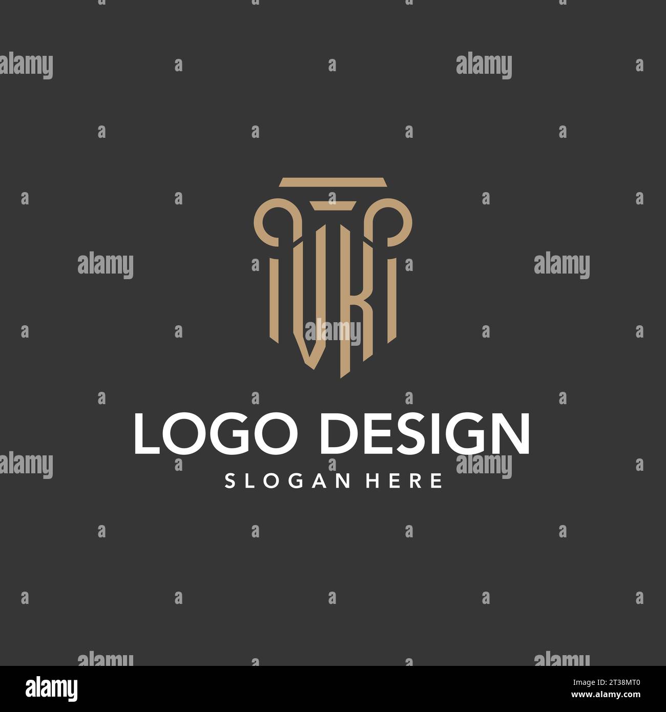 VK logo monogram with pillar style design vector Stock Vector