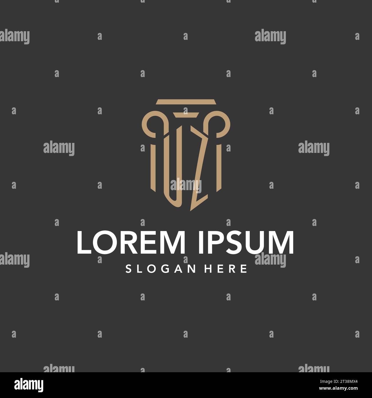 UZ logo monogram with pillar style design vector Stock Vector