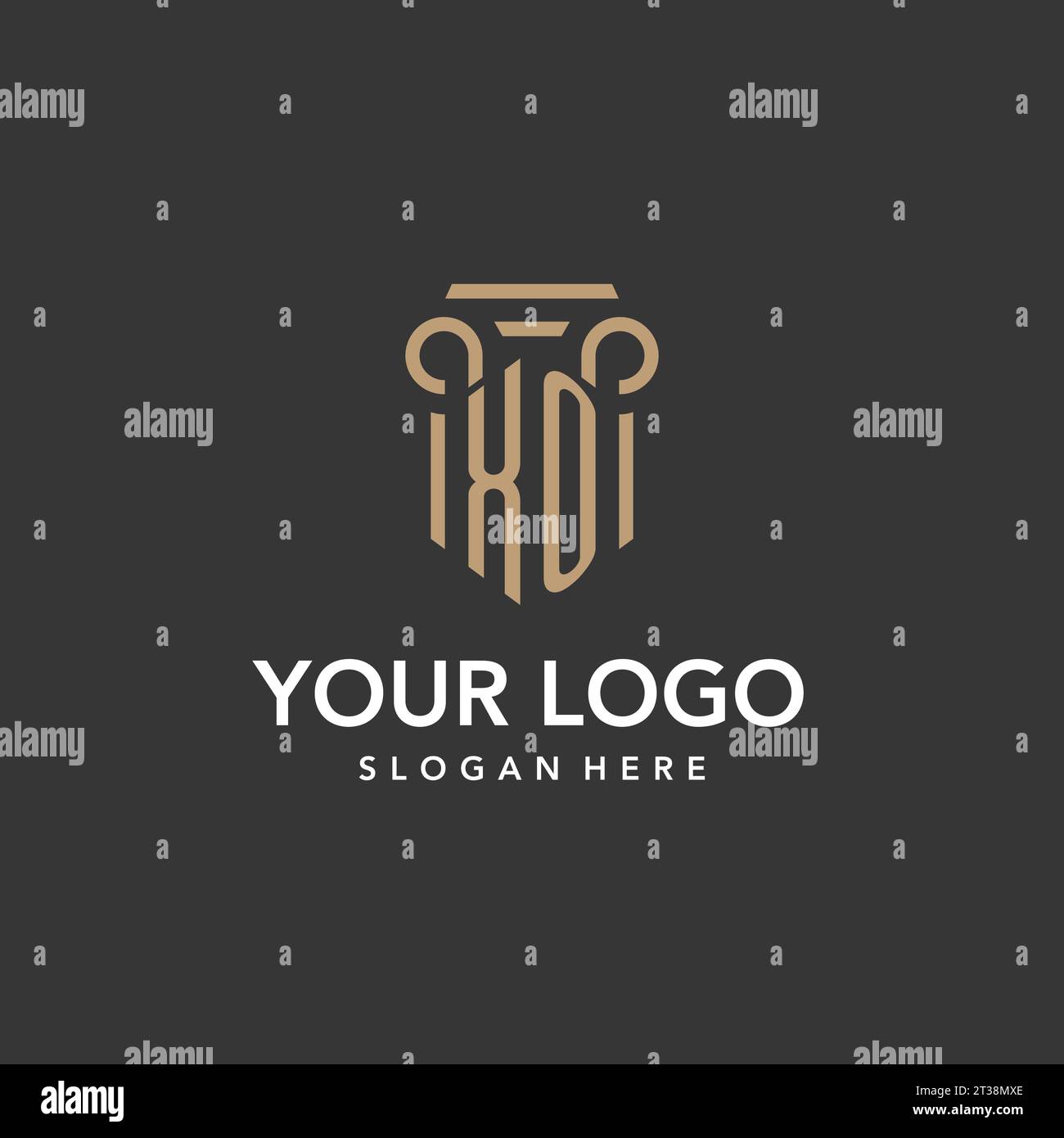 XO logo monogram with pillar style design vector Stock Vector