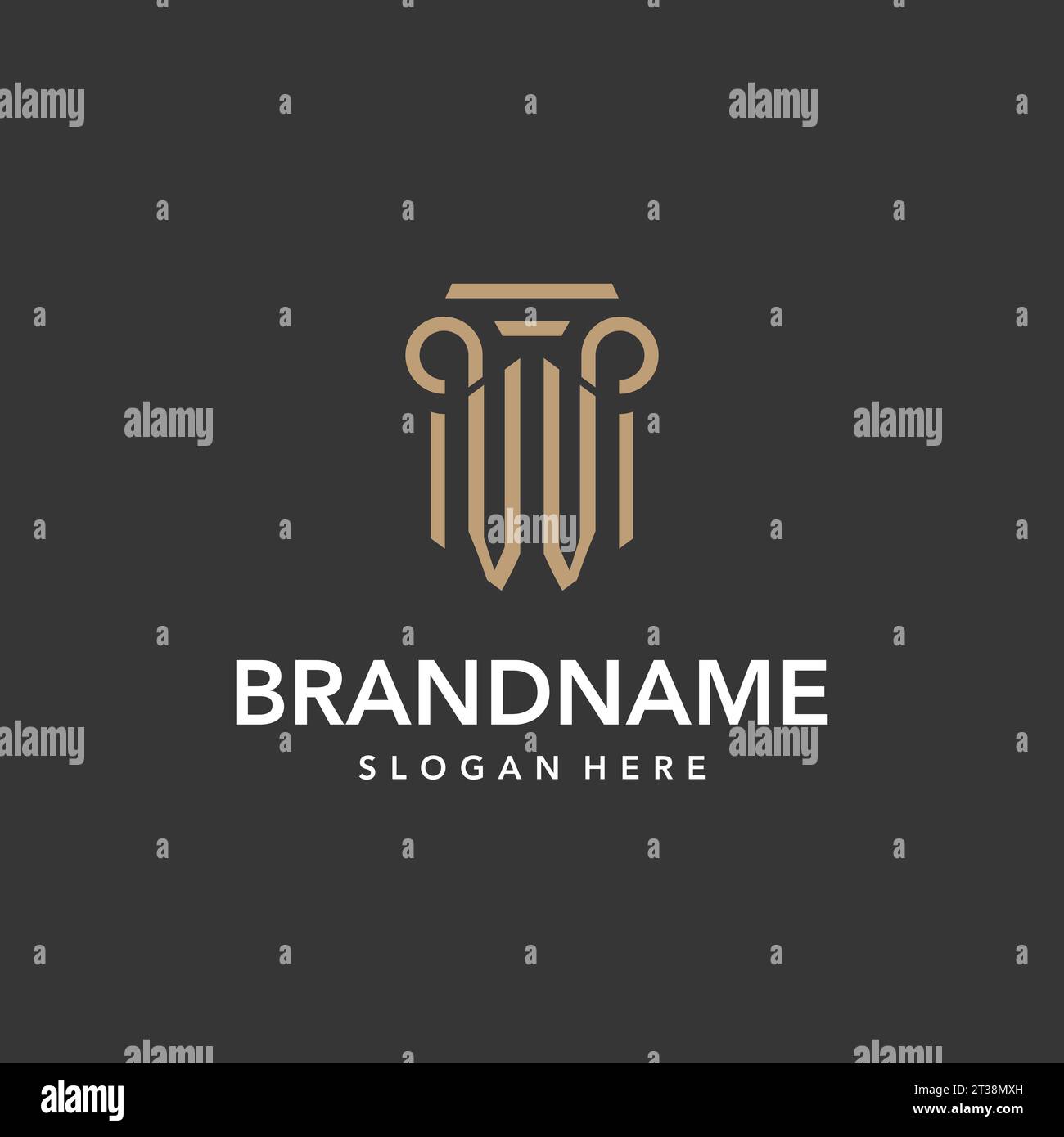 VV logo monogram with pillar style design vector Stock Vector