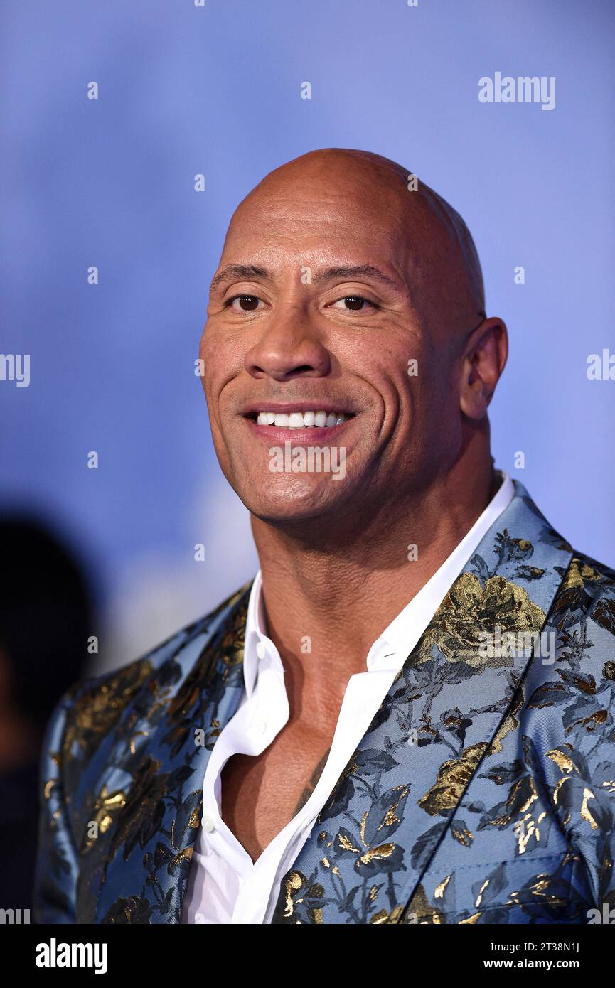 Los Angeles, United States. 24th Oct, 2023. File photo dated December 09, 2019 shows Dwayne Johnson attends the premiere of Sony Pictures' "Jumanji: The Next Level" at TCL Chinese Theatre in Los Angeles, CA, USA. Dwayne Johnson has said he will contact a gallery in Paris after a wax model of him appeared to present the actor with a lighter skin tone. Fans pointed out the figure's skin tone was incorrect, after it was unveiled at the Grevin Museum last week. Photo by Lionel Hahn/ABACAPRESS.COM Credit: Abaca Press/Alamy Live News Stock Photo