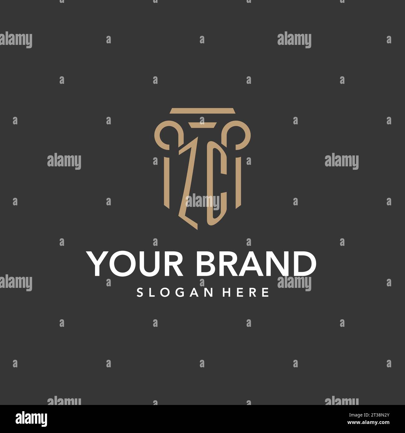 ZC logo monogram with pillar style design vector Stock Vector Image ...