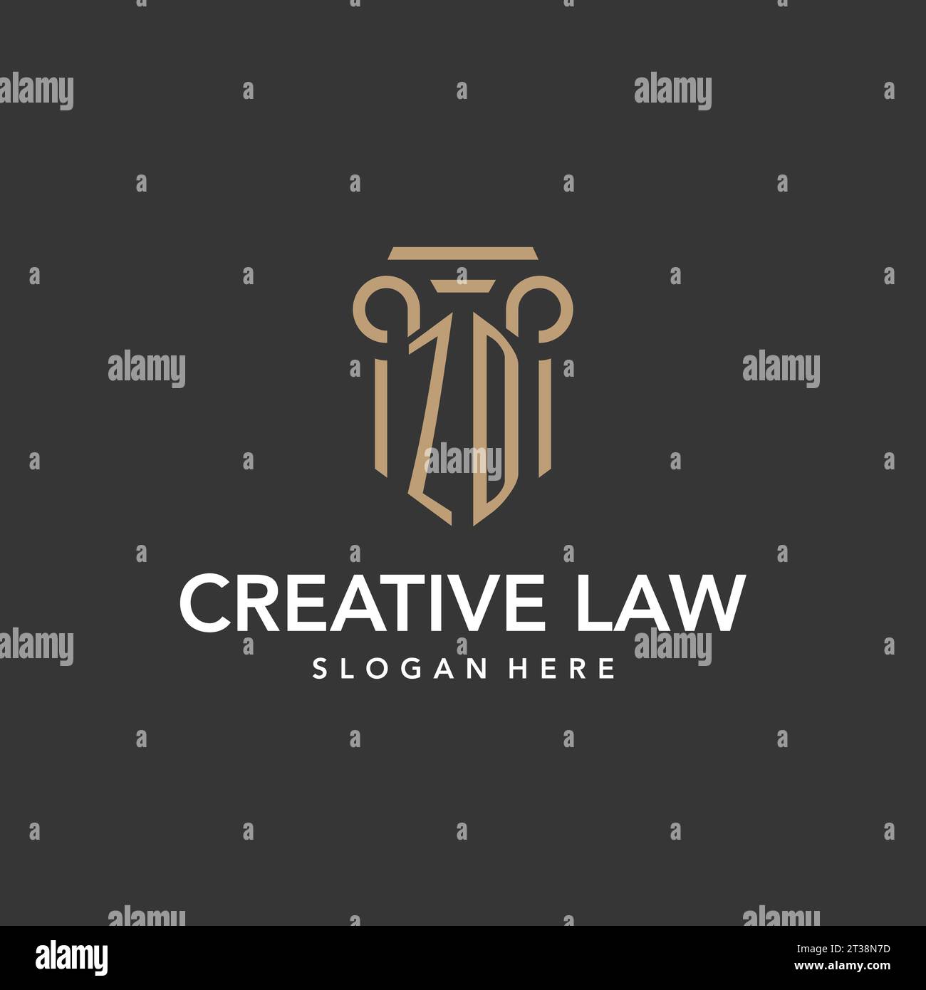 ZD logo monogram with pillar style design vector Stock Vector